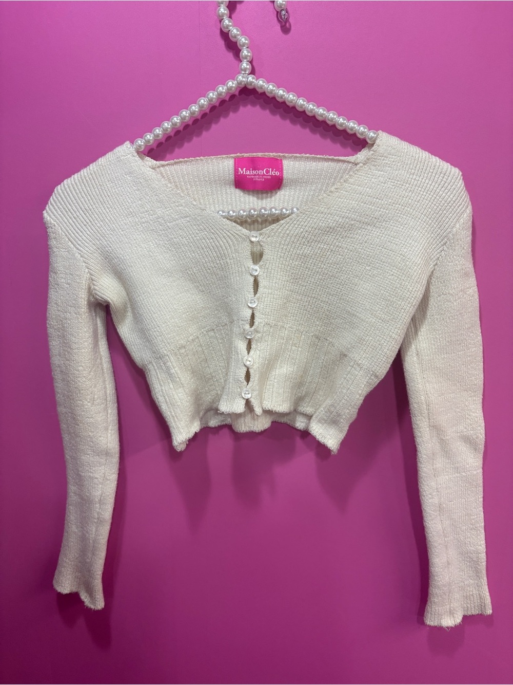 Maison Cleo Ivory Cropped Cardigan